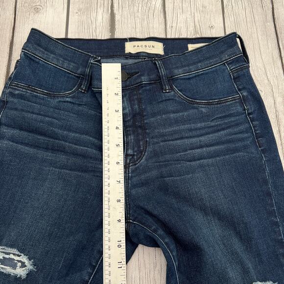 PacSun LA Jeggings Stretch Distressed Dark Blues Jeans Size 26 - Picture 4 of 10